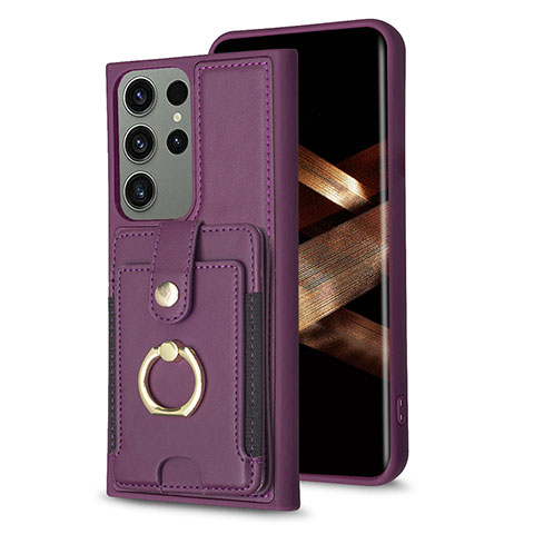 Silikon Hülle Handyhülle Gummi Schutzhülle Flexible Leder Tasche BF2 für Samsung Galaxy S24 Ultra 5G Violett