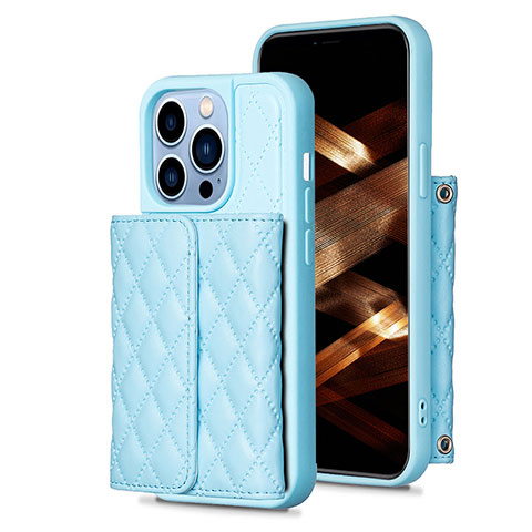 Silikon Hülle Handyhülle Gummi Schutzhülle Flexible Leder Tasche BF3 für Apple iPhone 13 Pro Max Blau