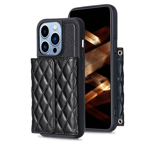 Silikon Hülle Handyhülle Gummi Schutzhülle Flexible Leder Tasche BF3 für Apple iPhone 13 Pro Max Schwarz