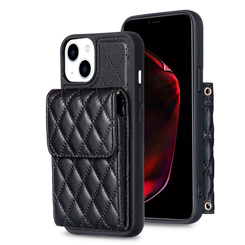 Silikon Hülle Handyhülle Gummi Schutzhülle Flexible Leder Tasche BF3 für Apple iPhone 15 Plus Schwarz