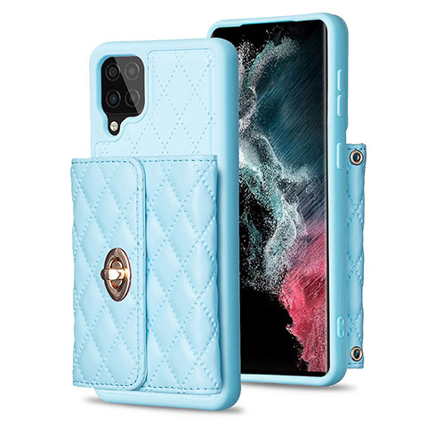 Silikon Hülle Handyhülle Gummi Schutzhülle Flexible Leder Tasche BF3 für Samsung Galaxy A12 5G Hellblau