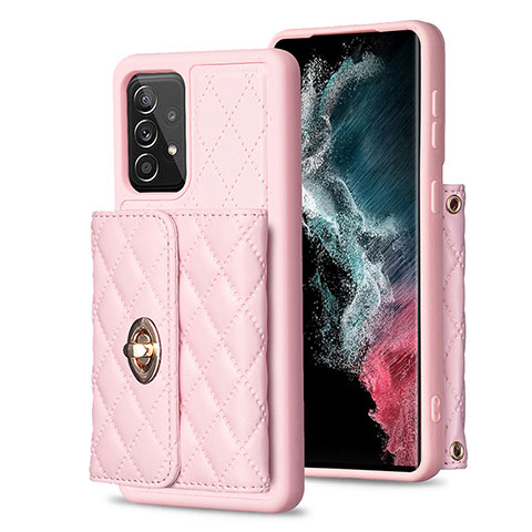 Silikon Hülle Handyhülle Gummi Schutzhülle Flexible Leder Tasche BF3 für Samsung Galaxy A52 4G Rosegold