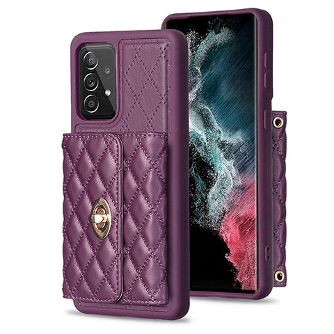 Silikon Hülle Handyhülle Gummi Schutzhülle Flexible Leder Tasche BF3 für Samsung Galaxy A52 5G Violett