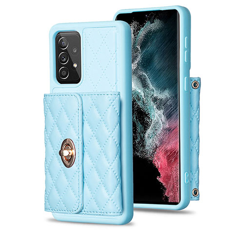 Silikon Hülle Handyhülle Gummi Schutzhülle Flexible Leder Tasche BF3 für Samsung Galaxy A52s 5G Hellblau