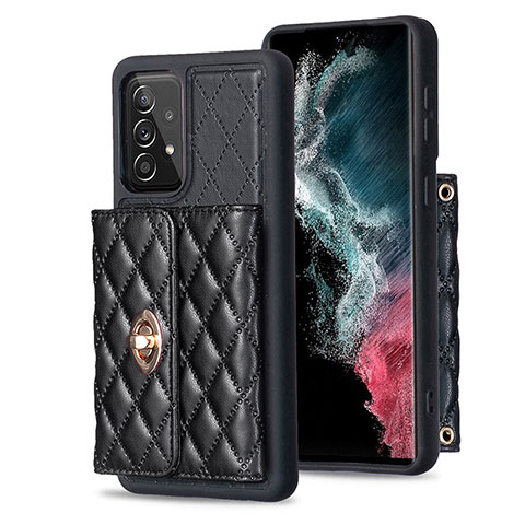 Silikon Hülle Handyhülle Gummi Schutzhülle Flexible Leder Tasche BF3 für Samsung Galaxy A52s 5G Schwarz