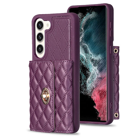 Silikon Hülle Handyhülle Gummi Schutzhülle Flexible Leder Tasche BF3 für Samsung Galaxy S22 5G Violett