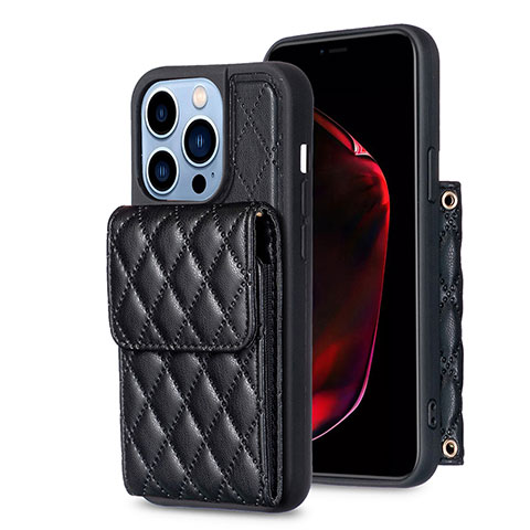 Silikon Hülle Handyhülle Gummi Schutzhülle Flexible Leder Tasche BF4 für Apple iPhone 13 Pro Max Schwarz