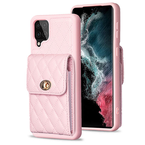 Silikon Hülle Handyhülle Gummi Schutzhülle Flexible Leder Tasche BF4 für Samsung Galaxy A12 5G Rosegold