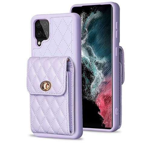 Silikon Hülle Handyhülle Gummi Schutzhülle Flexible Leder Tasche BF4 für Samsung Galaxy A12 Helles Lila