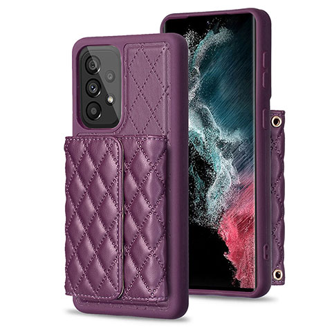 Silikon Hülle Handyhülle Gummi Schutzhülle Flexible Leder Tasche BF4 für Samsung Galaxy A53 5G Violett