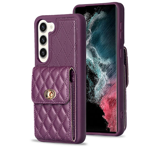 Silikon Hülle Handyhülle Gummi Schutzhülle Flexible Leder Tasche BF4 für Samsung Galaxy S23 5G Violett