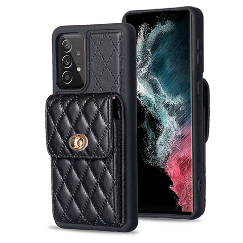 Silikon Hülle Handyhülle Gummi Schutzhülle Flexible Leder Tasche BF5 für Samsung Galaxy A52 4G Schwarz