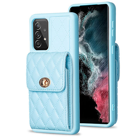 Silikon Hülle Handyhülle Gummi Schutzhülle Flexible Leder Tasche BF5 für Samsung Galaxy A52 5G Hellblau