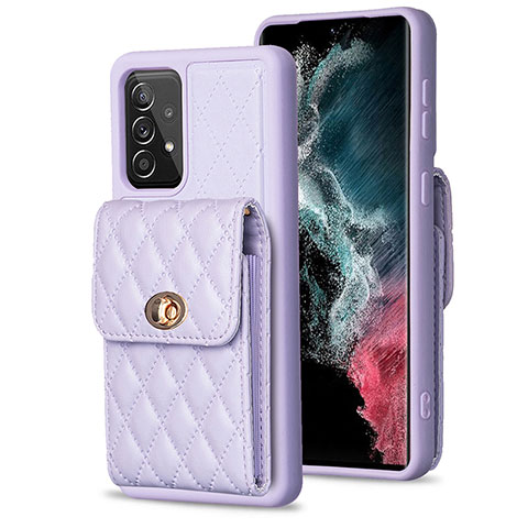 Silikon Hülle Handyhülle Gummi Schutzhülle Flexible Leder Tasche BF5 für Samsung Galaxy A52s 5G Helles Lila