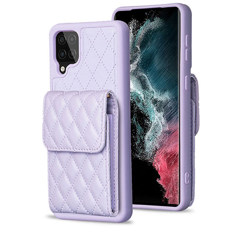 Silikon Hülle Handyhülle Gummi Schutzhülle Flexible Leder Tasche BF6 für Samsung Galaxy A12 Helles Lila