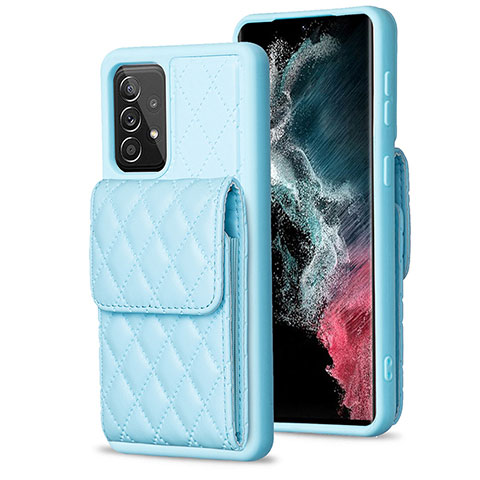 Silikon Hülle Handyhülle Gummi Schutzhülle Flexible Leder Tasche BF6 für Samsung Galaxy A52 4G Hellblau