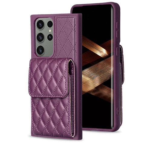 Silikon Hülle Handyhülle Gummi Schutzhülle Flexible Leder Tasche BF6 für Samsung Galaxy S25 Ultra 5G Violett