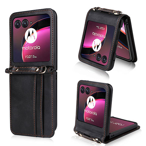 Silikon Hülle Handyhülle Gummi Schutzhülle Flexible Leder Tasche BY5 für Motorola Moto Razr 40 Ultra 5G Schwarz