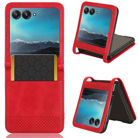 Silikon Hülle Handyhülle Gummi Schutzhülle Flexible Leder Tasche BY7 für Motorola Moto Razr 40 Ultra 5G Rot