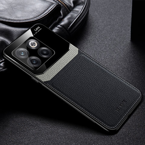 Silikon Hülle Handyhülle Gummi Schutzhülle Flexible Leder Tasche FL1 für OnePlus 10T 5G Schwarz