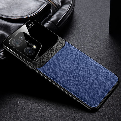 Silikon Hülle Handyhülle Gummi Schutzhülle Flexible Leder Tasche FL1 für Oppo Find X5 Pro 5G Blau