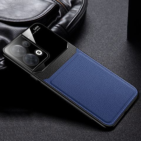 Silikon Hülle Handyhülle Gummi Schutzhülle Flexible Leder Tasche FL1 für Oppo Reno8 5G Blau