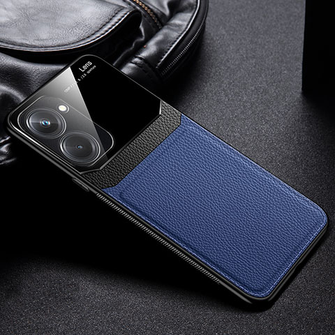 Silikon Hülle Handyhülle Gummi Schutzhülle Flexible Leder Tasche FL1 für Realme Q5x 5G Blau