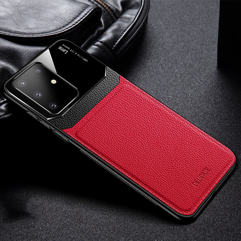 Silikon Hülle Handyhülle Gummi Schutzhülle Flexible Leder Tasche FL1 für Samsung Galaxy A91 Rot