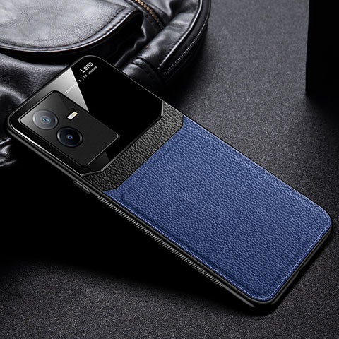 Silikon Hülle Handyhülle Gummi Schutzhülle Flexible Leder Tasche FL1 für Vivo iQOO Z6x Blau