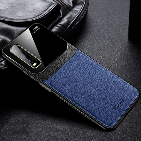 Silikon Hülle Handyhülle Gummi Schutzhülle Flexible Leder Tasche FL1 für Vivo Y50t Blau