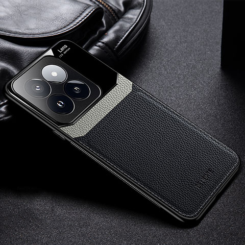 Silikon Hülle Handyhülle Gummi Schutzhülle Flexible Leder Tasche FL1 für Xiaomi Mi 14 Pro 5G Schwarz