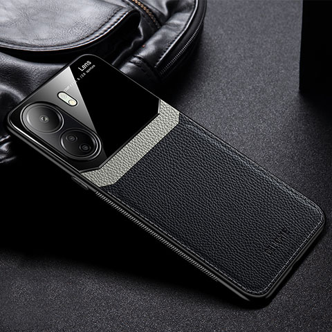 Silikon Hülle Handyhülle Gummi Schutzhülle Flexible Leder Tasche FL1 für Xiaomi Poco C65 Schwarz