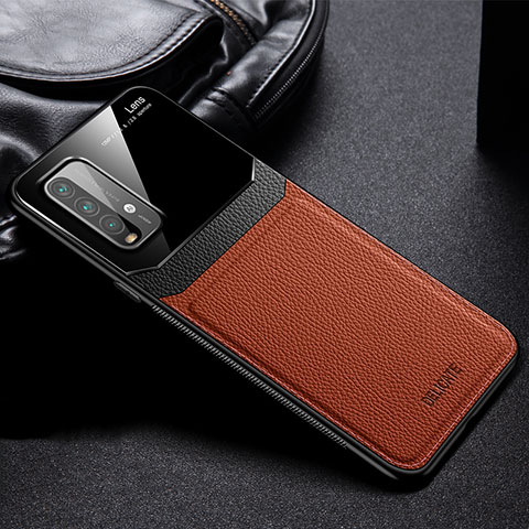 Silikon Hülle Handyhülle Gummi Schutzhülle Flexible Leder Tasche FL1 für Xiaomi Redmi 9T 4G Braun