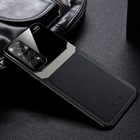 Silikon Hülle Handyhülle Gummi Schutzhülle Flexible Leder Tasche FL1 für Xiaomi Redmi Note 11S 4G Schwarz