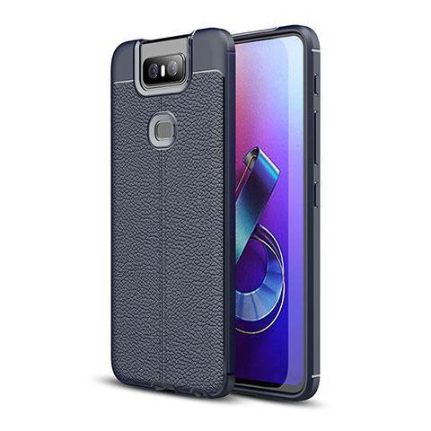 Silikon Hülle Handyhülle Gummi Schutzhülle Flexible Leder Tasche für Asus Zenfone 6 ZS630KL Blau