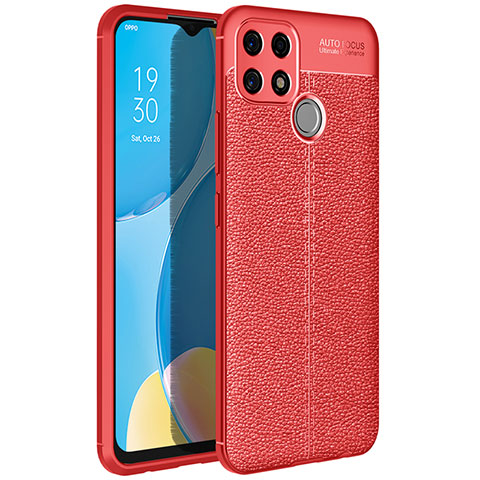 Silikon Hülle Handyhülle Gummi Schutzhülle Flexible Leder Tasche für Oppo A15 Rot