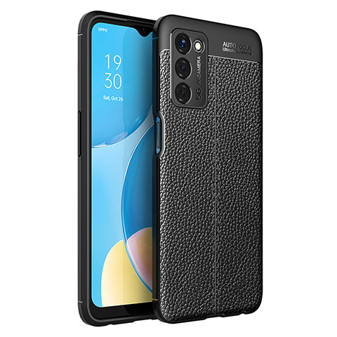 Silikon Hülle Handyhülle Gummi Schutzhülle Flexible Leder Tasche für Oppo A53s 5G Schwarz