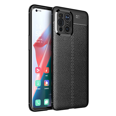 Silikon Hülle Handyhülle Gummi Schutzhülle Flexible Leder Tasche für Oppo Find X3 Pro 5G Schwarz