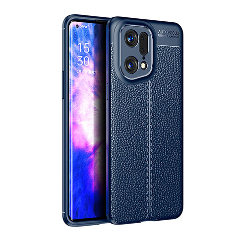 Silikon Hülle Handyhülle Gummi Schutzhülle Flexible Leder Tasche für Oppo Find X5 Pro 5G Blau