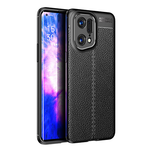 Silikon Hülle Handyhülle Gummi Schutzhülle Flexible Leder Tasche für Oppo Find X5 Pro 5G Schwarz