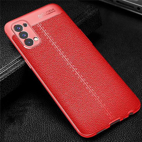 Silikon Hülle Handyhülle Gummi Schutzhülle Flexible Leder Tasche für Oppo Reno4 4G Rot