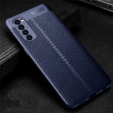 Silikon Hülle Handyhülle Gummi Schutzhülle Flexible Leder Tasche für Oppo Reno4 Pro 4G Blau