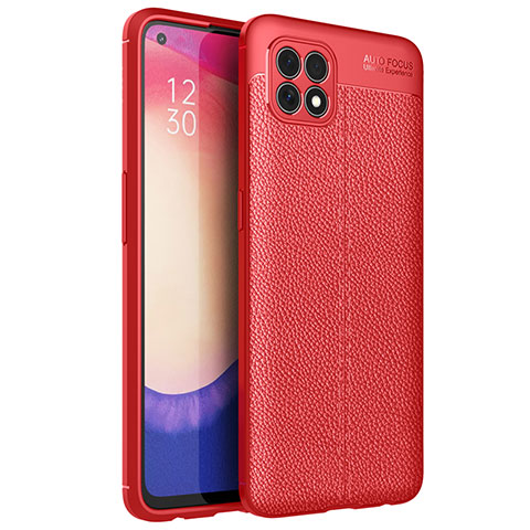 Silikon Hülle Handyhülle Gummi Schutzhülle Flexible Leder Tasche für Oppo Reno4 SE 5G Rot