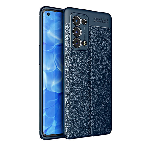 Silikon Hülle Handyhülle Gummi Schutzhülle Flexible Leder Tasche für Oppo Reno6 Pro 5G Blau