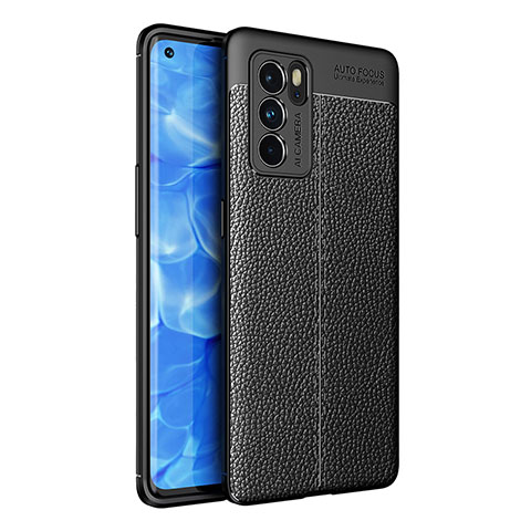 Silikon Hülle Handyhülle Gummi Schutzhülle Flexible Leder Tasche für Oppo Reno6 Pro 5G India Schwarz