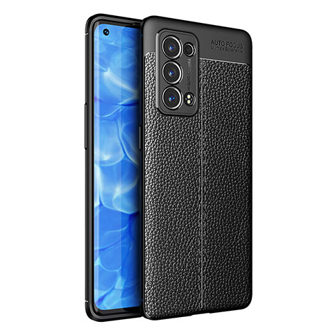 Silikon Hülle Handyhülle Gummi Schutzhülle Flexible Leder Tasche für Oppo Reno6 Pro+ Plus 5G Schwarz