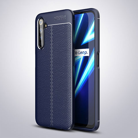 Silikon Hülle Handyhülle Gummi Schutzhülle Flexible Leder Tasche für Realme 6 Pro Blau