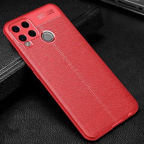 Silikon Hülle Handyhülle Gummi Schutzhülle Flexible Leder Tasche für Realme C15 Rot