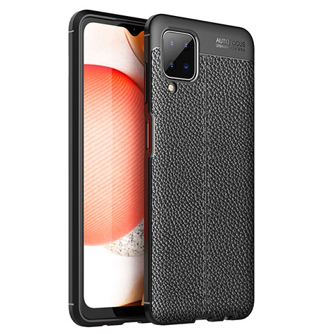 Silikon Hülle Handyhülle Gummi Schutzhülle Flexible Leder Tasche für Samsung Galaxy A12 Nacho Schwarz