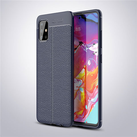 Silikon Hülle Handyhülle Gummi Schutzhülle Flexible Leder Tasche für Samsung Galaxy A51 5G Blau